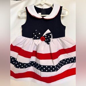 2 Piece Bonnie Baby Red White Blue Dress with Bloomers Patriotic Celebration 4th